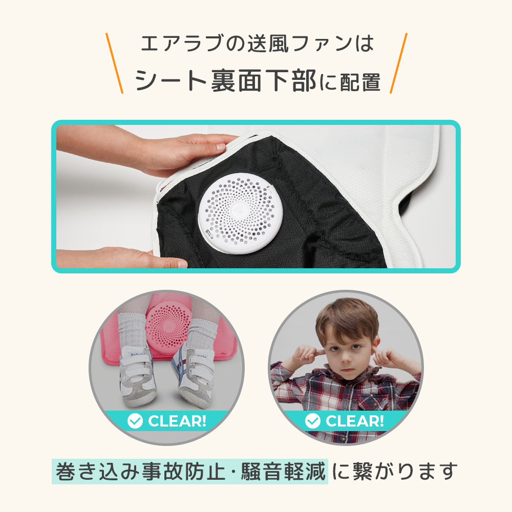 シート裏面下部に配置したファン